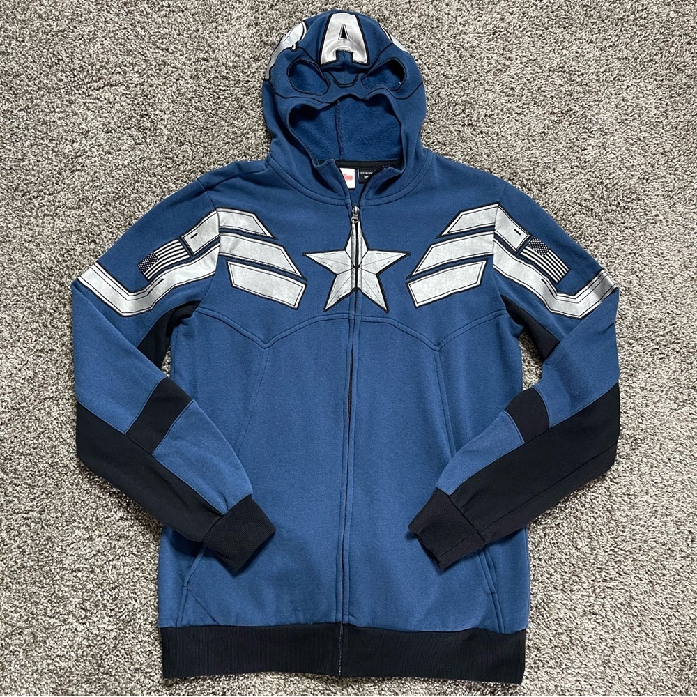 Marvel Captain America Stealth Suit Full Zip Mask Hoodie Medium